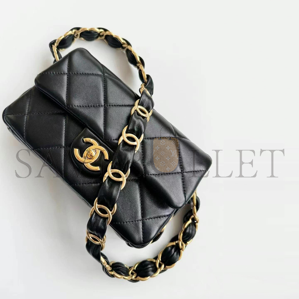 Ch*el master double c thick chain cover mini black as5174 (17*12*4.5cm)